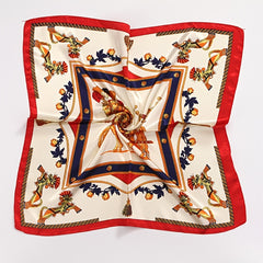 Square Satin Scarf Classic Horse Print Neckerchief Shawl Bandana