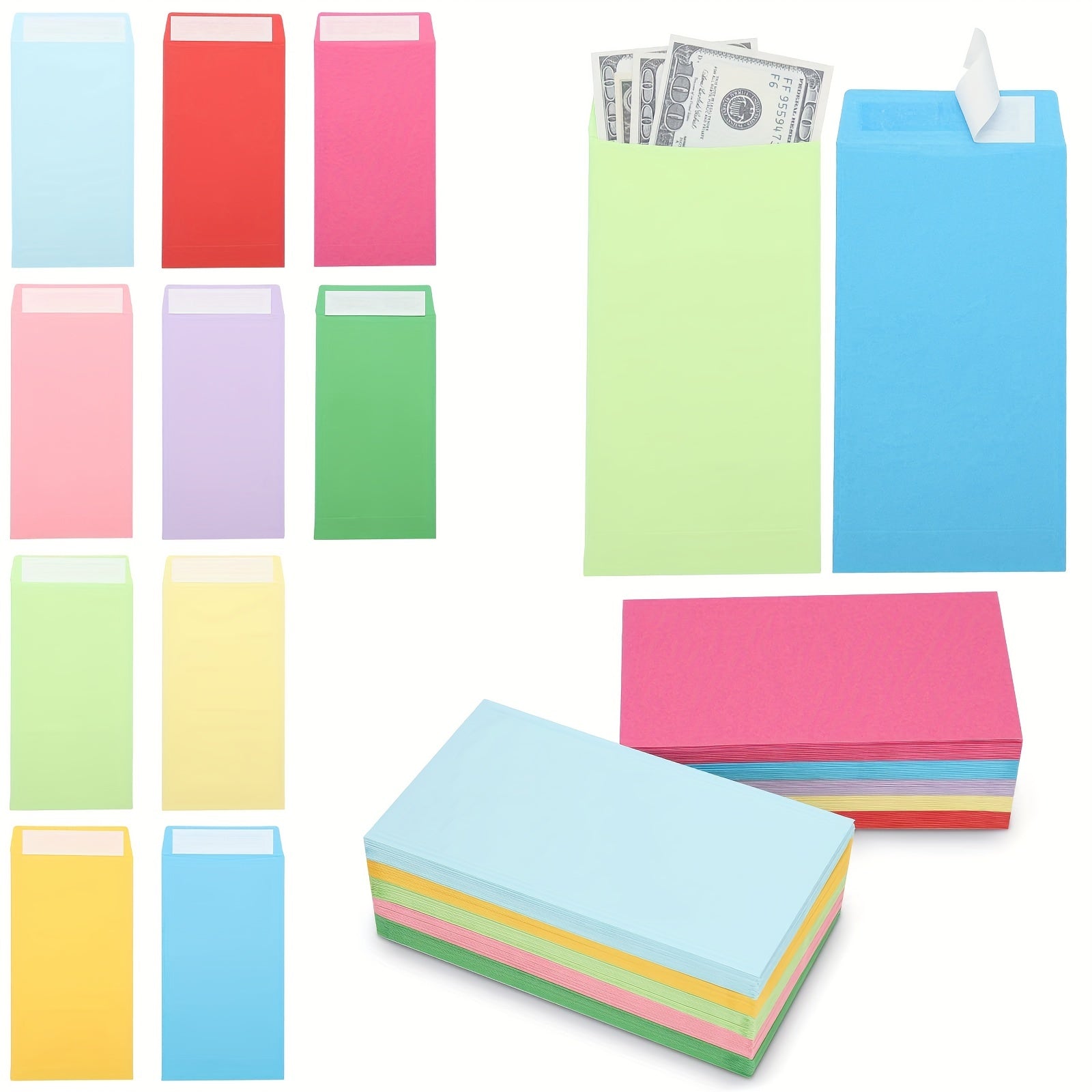 Pack Of 100 Colored Envelopes Self-seal Glossy Bridal Shower