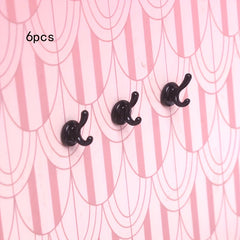 6pcs 1SET Dollhouse Wall Clothes Hook Mini Simulation No Glue