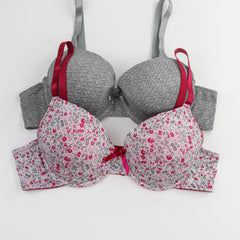 2 Pack Plus Size Bra Set Women's Plus Ditsy Floral Print