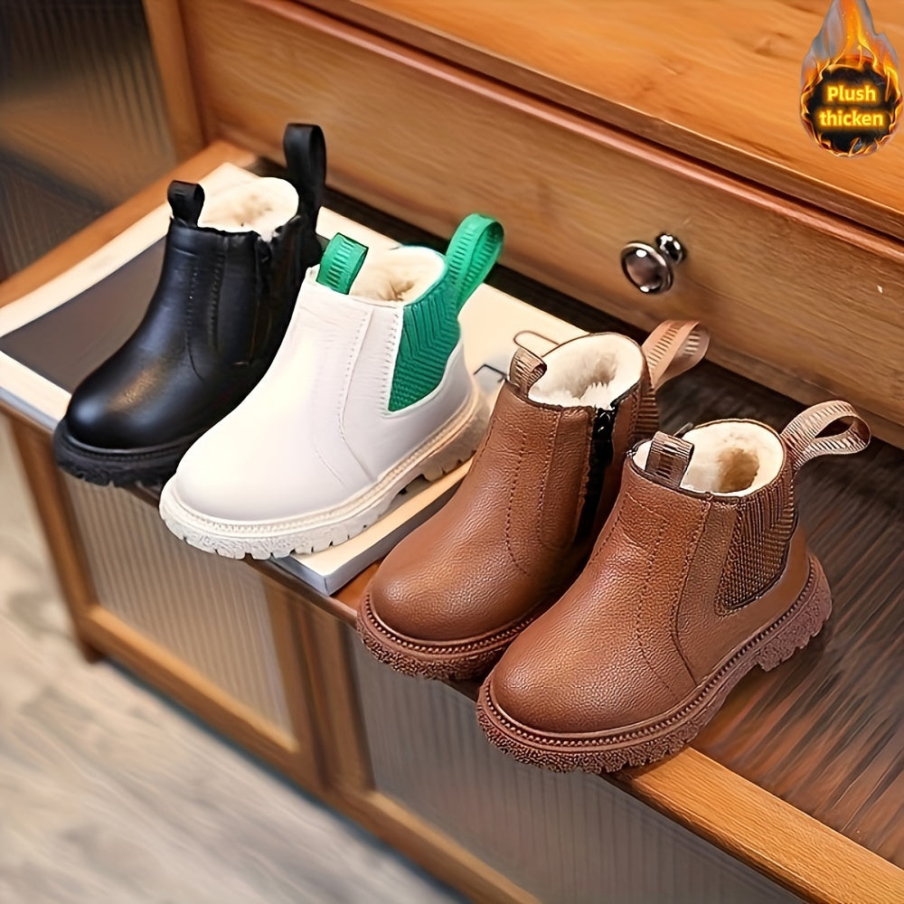 Unisex Kid's High Top Snow Boots Warm Plush Lining Comfy Non Slip Thermal Shoes