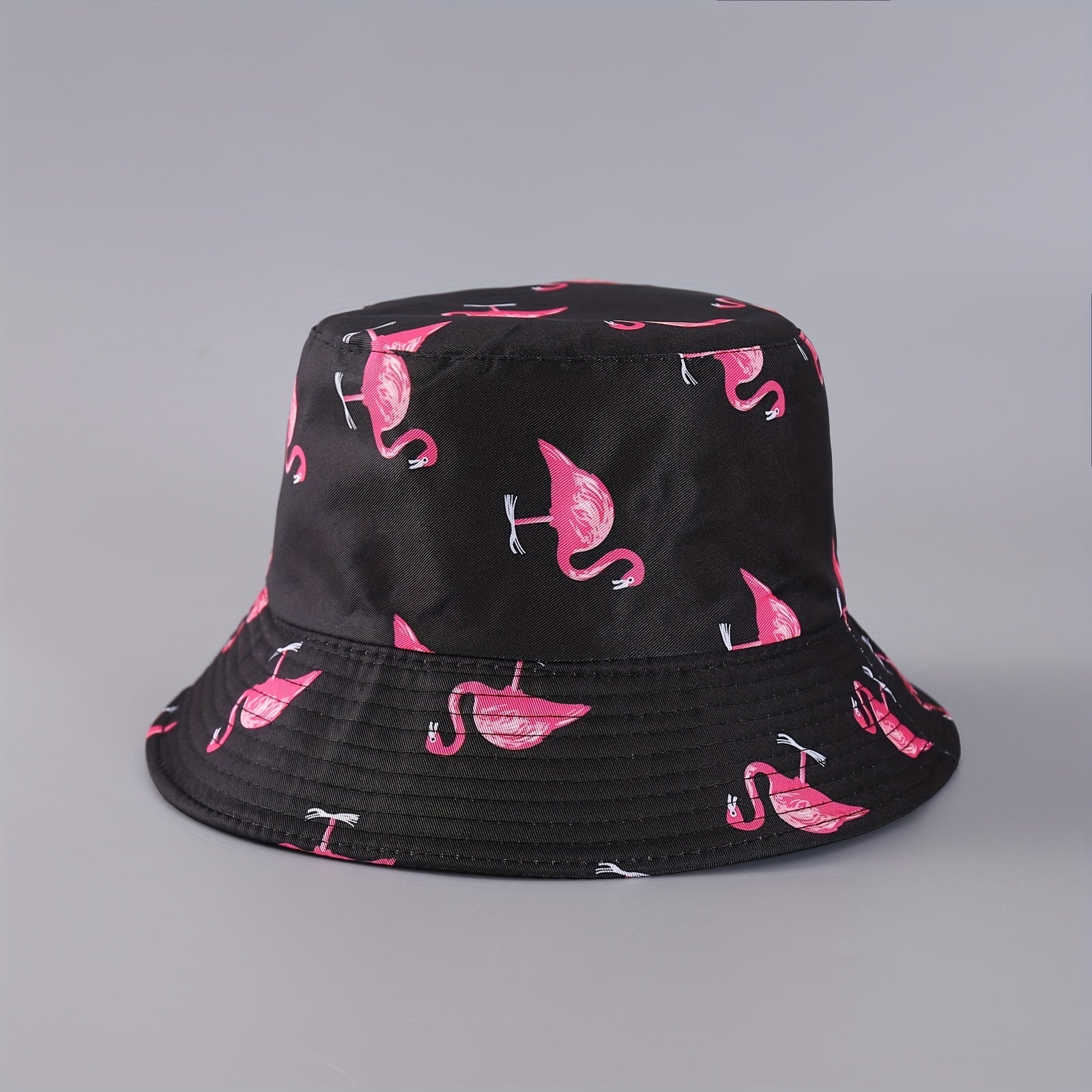 Flamingo Print Reversible Bucket Hat Lightweight Unisex Fisherman Cap