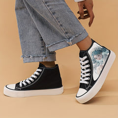 Anime Girl Pattern High Top Canvas Sneakers