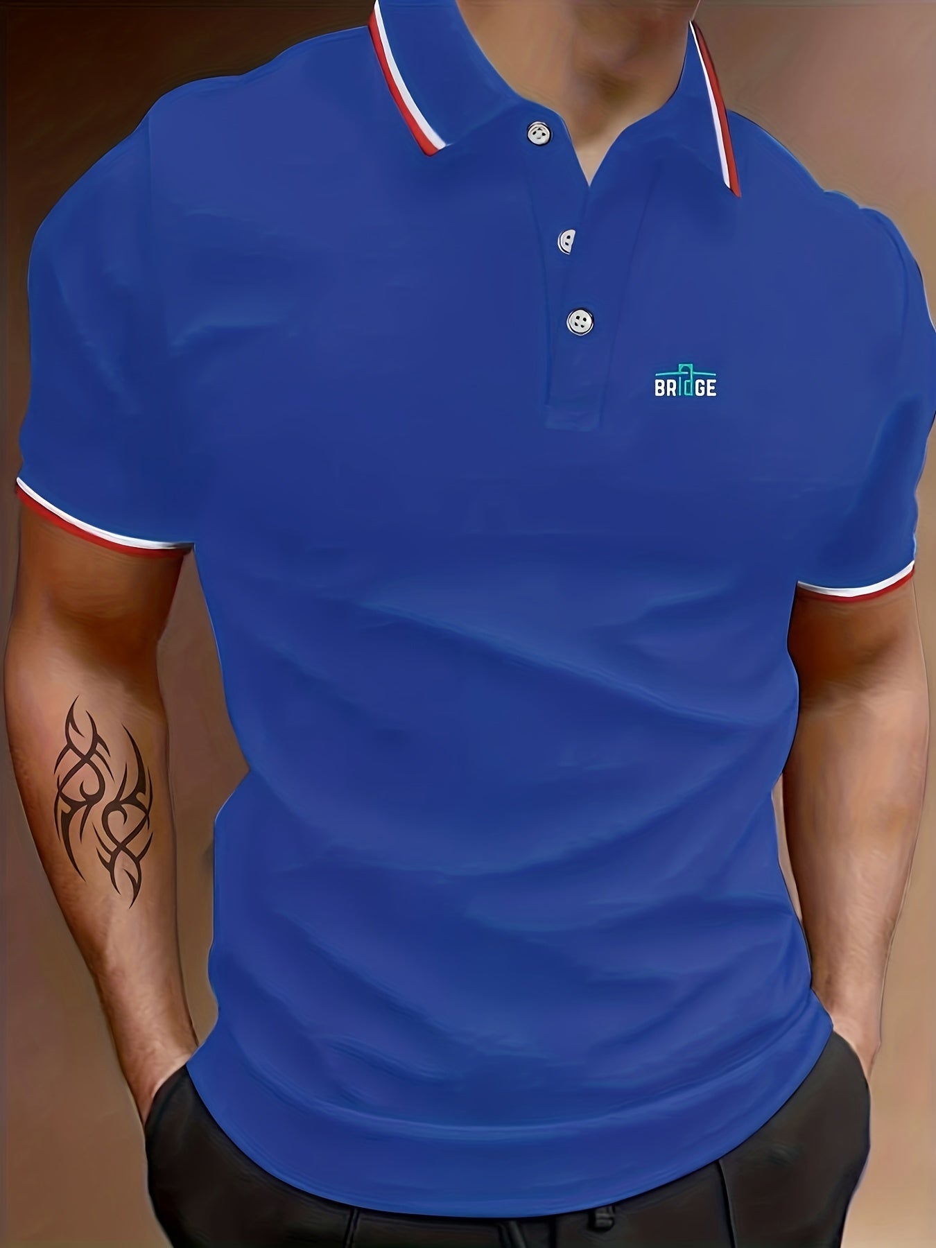 Men's Bridge Graphic Polo Shirt Casual Short Sleeve S