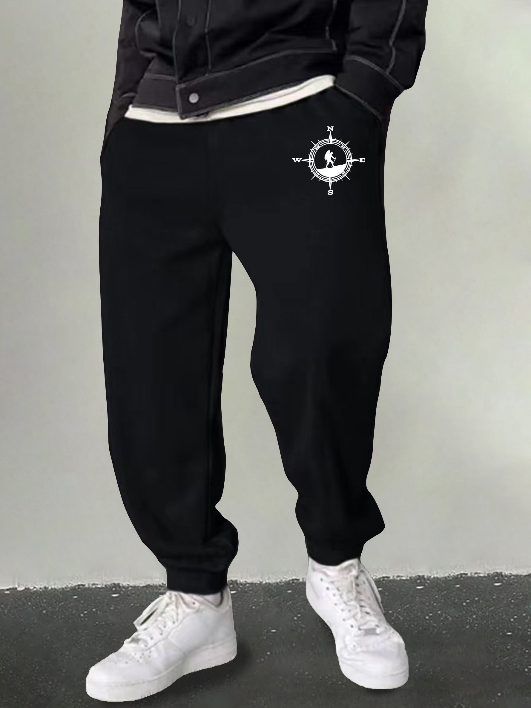 Men's Compass Graphic Sweatpants Casual Stretch Joggers for Outdoor