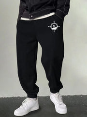 Men's Compass Graphic Sweatpants Casual Stretch Joggers for Outdoor