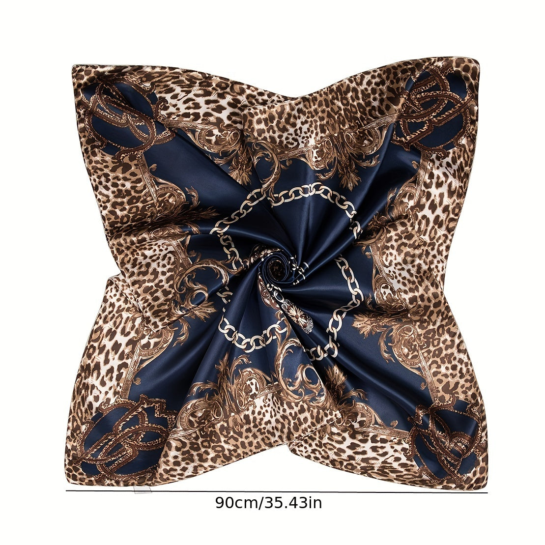 Leopard Chain Print Bandana Classic Satin Square Scarf