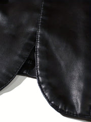 PU Blazer Jacket: Men's Casual Button Up Leather Jacket