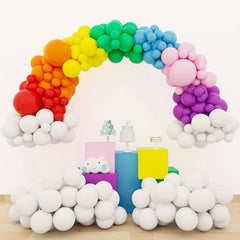138pcs Colored Balloons Arch Set with Chains and Ribbons