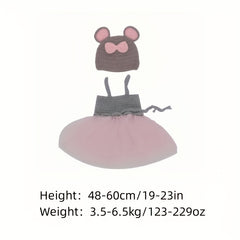 Mouse Gauze Dress & Wool Set for Newborn Photo Shoots
