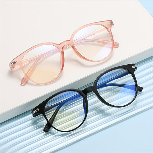 Light Blocking Glasses Jelly Round Frame Clear Lens Computer Glasses