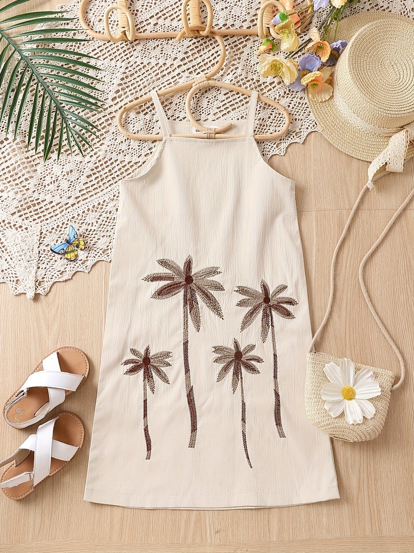 Girls Embroidered Cami Dress for Beach Vacation