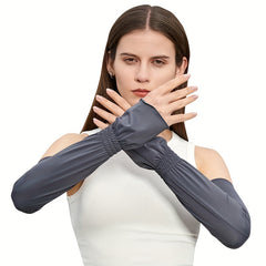 Gray Purple Ice Sleeves Cycling Gloves UV Protection Breathable Women