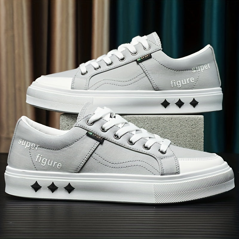 Men's Alphabet Detail Low Top Canvas Shoes Spring Summer