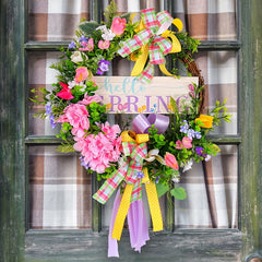 Spring Wood Sign Flower Wreath Christmas Hanging Decorations