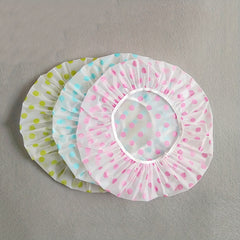 3pcs Colorful Polka Dot Shower Cap Waterproof Multifunctional Bath Cap