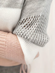  Colorblock Pointelle Drop Shoulder Sweater