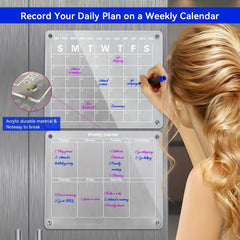 Magnetic Acrylic Calendar For Fridge 2 Pcs Clear Dry Erase Board