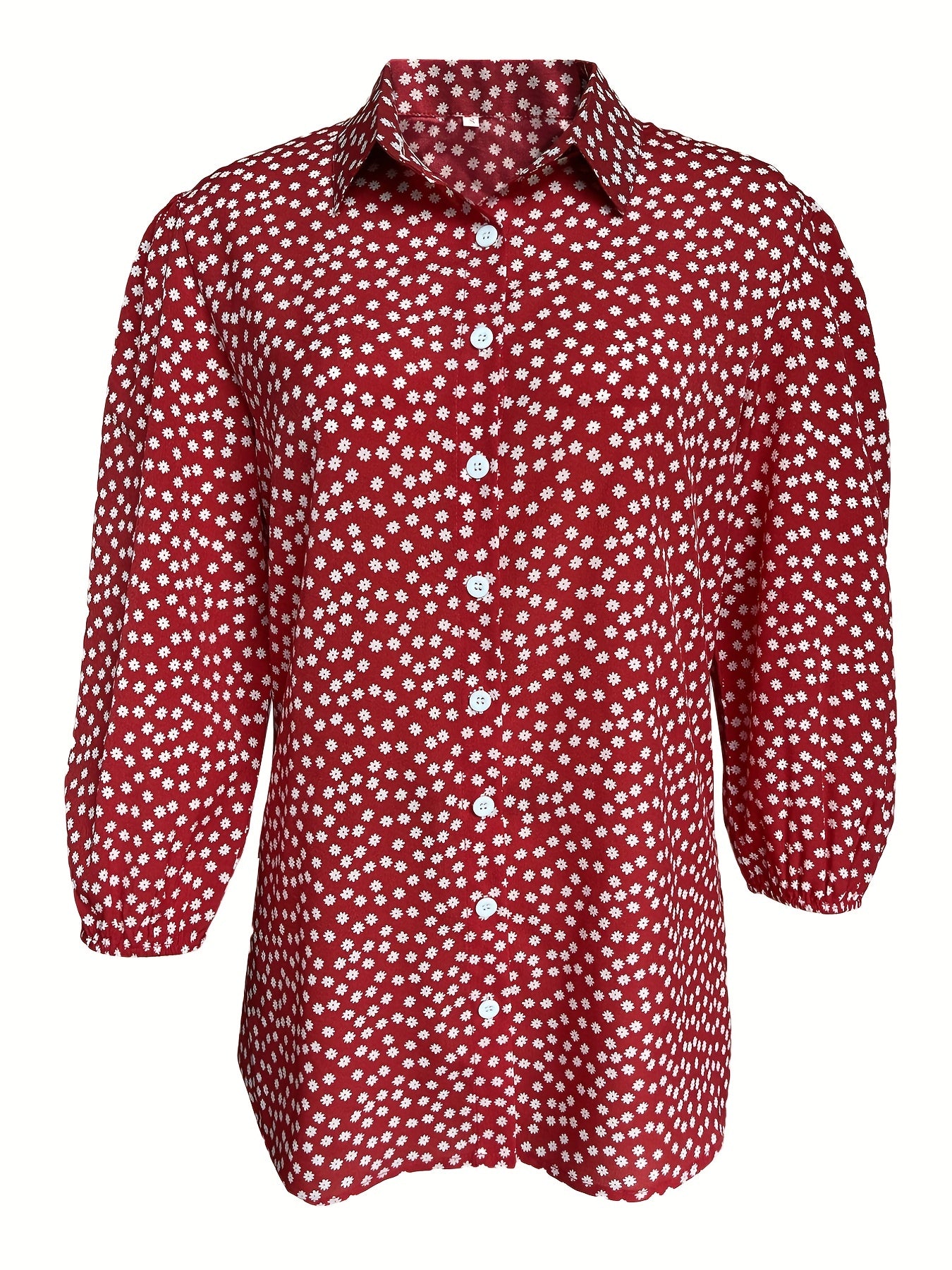  Boho Blouse Floral Print Puff Sleeve Shirt