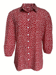  Boho Blouse Floral Print Puff Sleeve Shirt