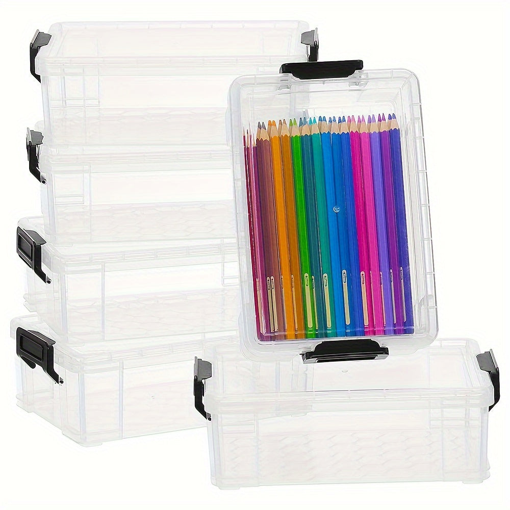 6pcs Plastic Covered Storage Box Stackable Organizer Cosmetics Toys Handicra