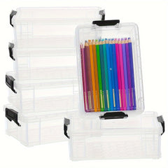6pcs Plastic Covered Storage Box Stackable Organizer Cosmetics Toys Handicra