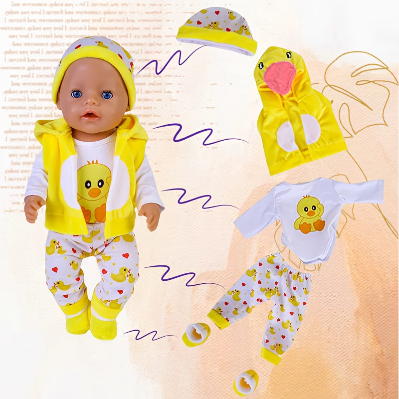Yellow Duckling Doll Outfit 43 Dolls Christmas Gift Includes Hat Vest Pan