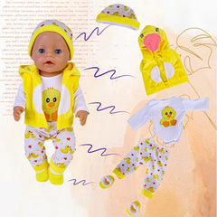 Yellow Duckling Doll Outfit 43 Dolls Christmas Gift Includes Hat Vest Pan