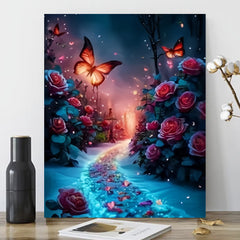 Butterfly Rose & Luminous Mushroom Paint by Numbers Kit, 40x50, Unframed