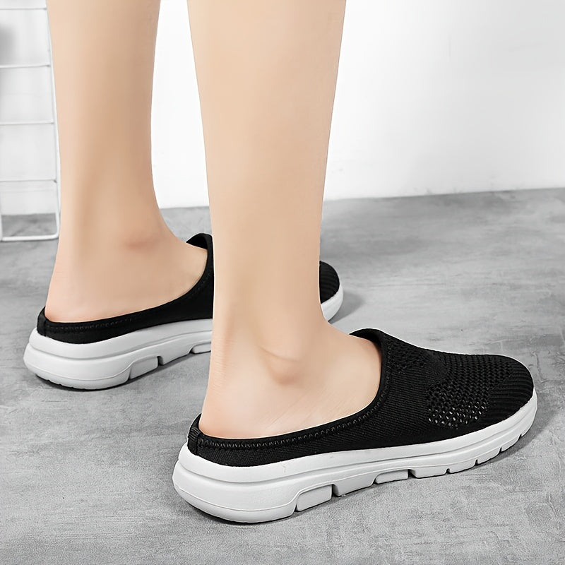 Women's Mesh Hollow Out Slip On Mules Flat Casual Shoes
