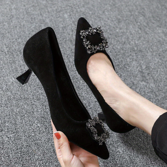 Women's Kitten Heels Rhinestone Court Pumps