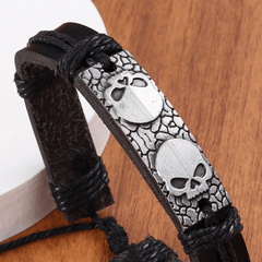Men's Vintage Skull Leather Bracelet