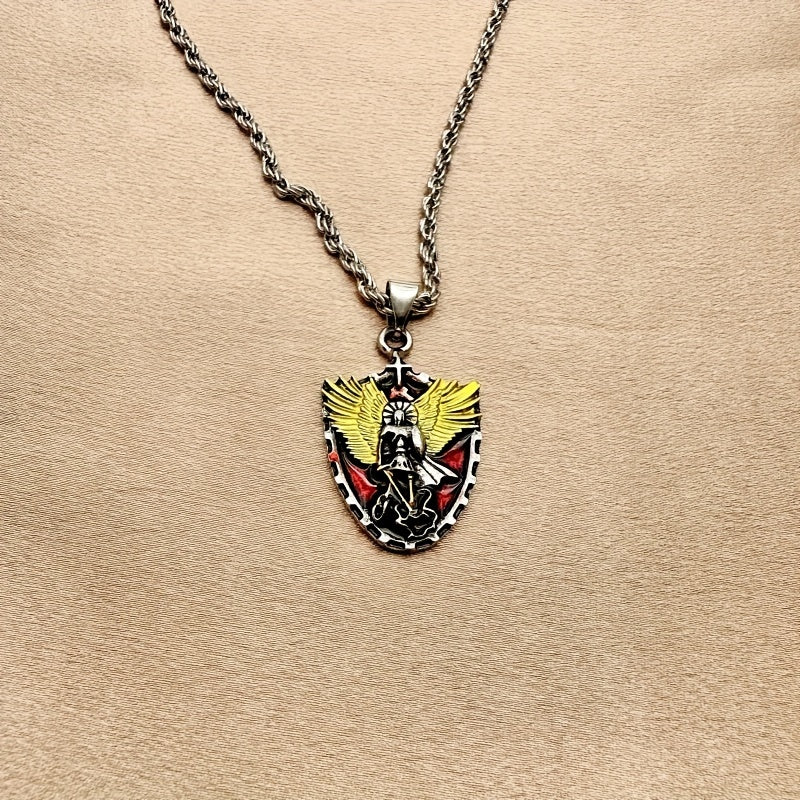 Men's Stainless Steel Saint Michael Pendant Necklace