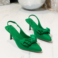 Bow Tie Stiletto Slingbacks Kitten Heels Sandals