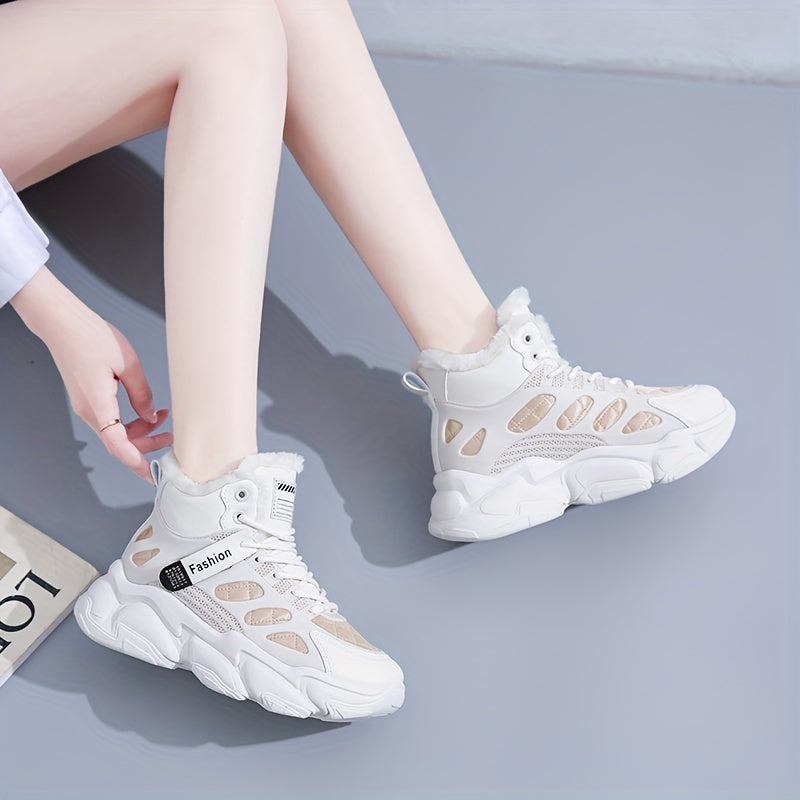 Plush Lined Thermal Non Slip Running Shoes High Top