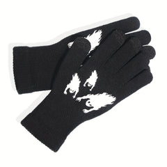 Halloween Ghost Pattern Touch Screen Gloves - Windproof Knitted Gloves