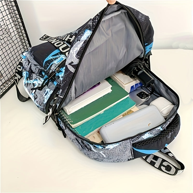 Graffiti Print Large School Laptop Backpack
