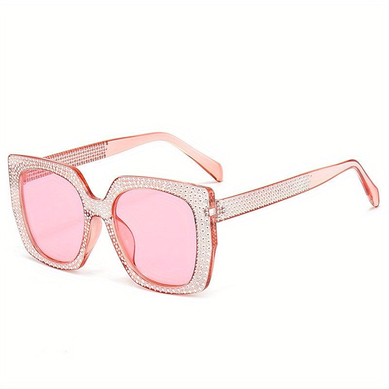 Glitter Rhinestone Sunglasses Square UV400 Sun Shades