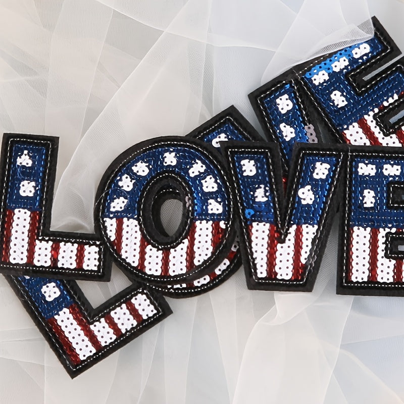 2pcs Sequins Letter Embroidery Patches Fabric Art Decor DIY Clothes Accessories