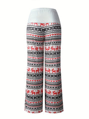  Christmas Casual Pants Women's Plus Wide Leg Trousers