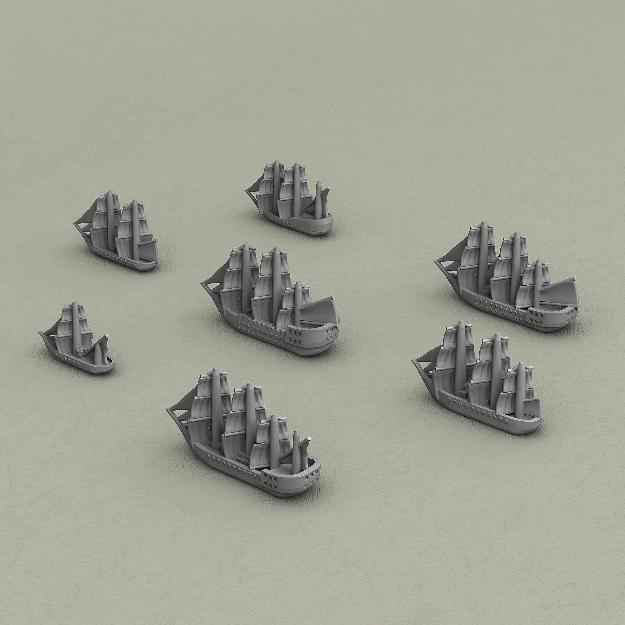 Merchants & Marauders Ships Miniatures in ABS Resin for Tabletop RPGs