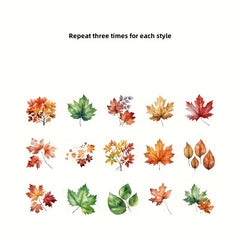 45pcs Autumn Letter Washi Paper Boxed Stickers, Material Sealing Stickers