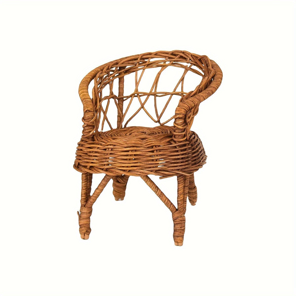 1:6 and 1:8 Scale Realistic Wicker Chair - Beige Tan