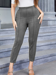 Women's Plus Solid Faux Suede High Rise Stretch Trousers