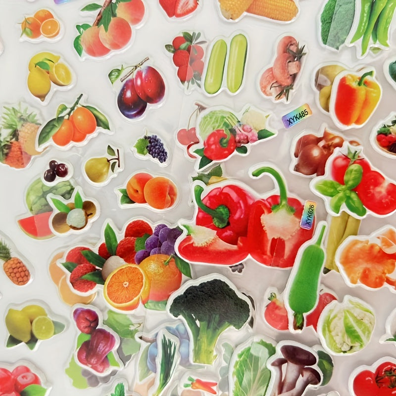 12pcs Fruit And Vegetable 3D Bubble Stickers DIY Toys For Boys And Girls