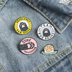 Cat Paw Enamel Pins STAY PAWSITIVE TOE BEANS TEAM