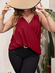  Casual Cami Top Womens Plus Solid Split Strap Summer Top