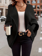  Casual Cardigan Women's Plus Solid Bat Sleeve Medium Stretch Oversized