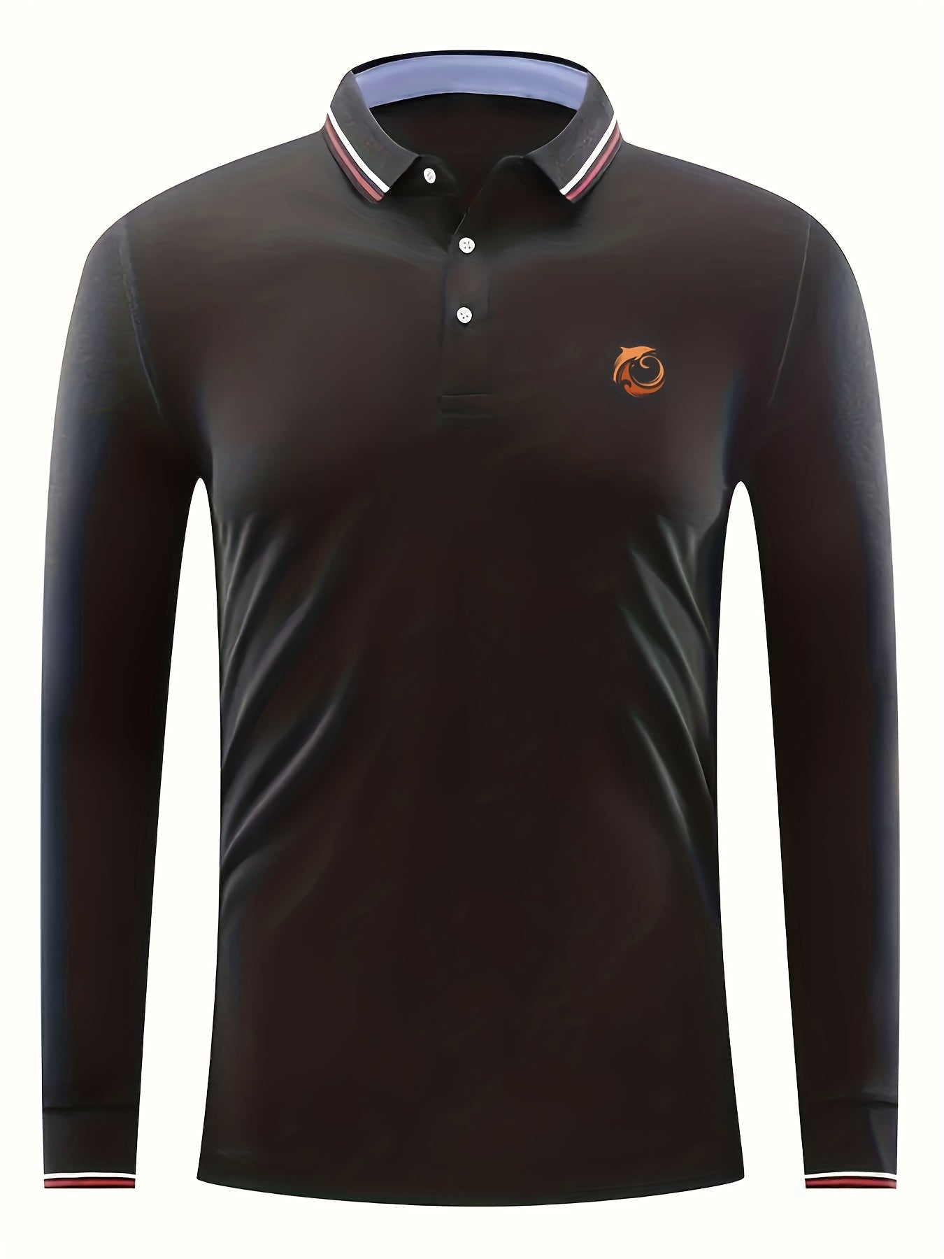 Men's Dolphin Print Casual Button Up Long Sleeve Polo Shirt