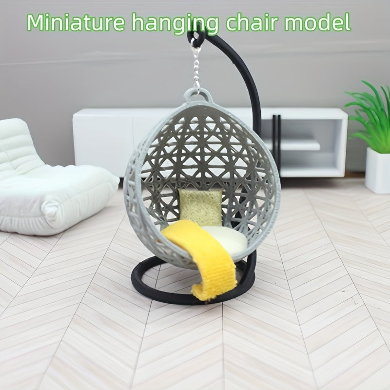 1:30 Scale Dollhouse Swing Chair with Yellow Cushion